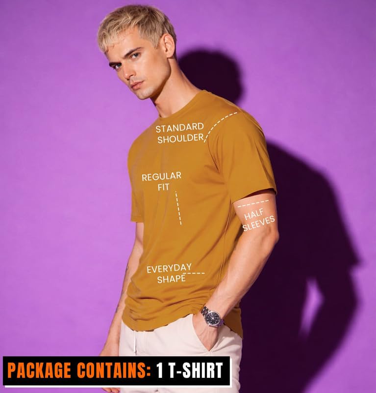 Image of Sleepynuts Men's Regular Fit Round Neck Half Sleeves Solid Casual Wear T-Shirt