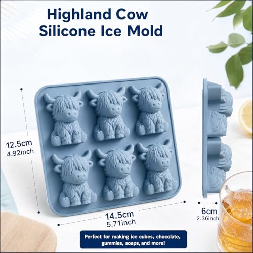 Molde de silicona para cubos de hielo 3D vaca Highland miniatura 6