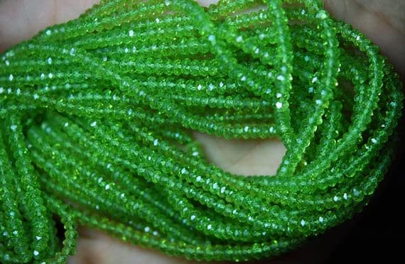 Peridot en rondelles 3.5-4mm pour creation de bijoux artisanaux de qualite