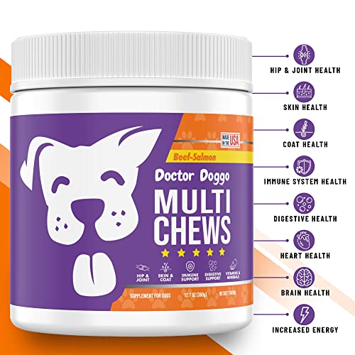 Doctor Doggo's Dog Multivitamin - All In 1 Multivitamin For Dogs - Essential Dog Vitamins With Glucosamine Chondroitin Omega Salmon Oil For Joint Support, Digestion, Skin, Coat #TOP2