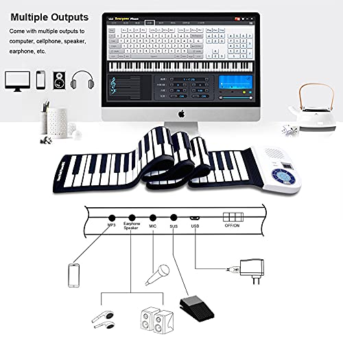 JTYX 61Key / 88Key Hand Roll Piano Portable Piano Électronique Clavier Épaississement Clé Professionnel Adulte Débutant Pratique Musicale Pliant Soft Keyboard Roll Up Piano - Les Beatles, Paul McCartney, John Lennon, RIngo Starr, George Harrison JTYX 61Key / 88Key Hand Roll Piano Portable Piano Électronique Clavier Épaississement Clé Professionnel Adulte Débutant Pratique Musicale Pliant Soft Keyboard Roll Up Piano – Image 4