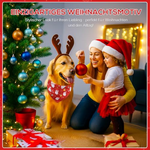 SZEE 2 Stück Hundehalstuch Weihnachten,Hunde Bandana-Festliches Halstuch für Hunde & Katzen mit Santa- und Tannenbaum-Motiv, Weiches Kopftücher Waschbarer Hundehalstücher, Ideale Haustiergeschenk, L