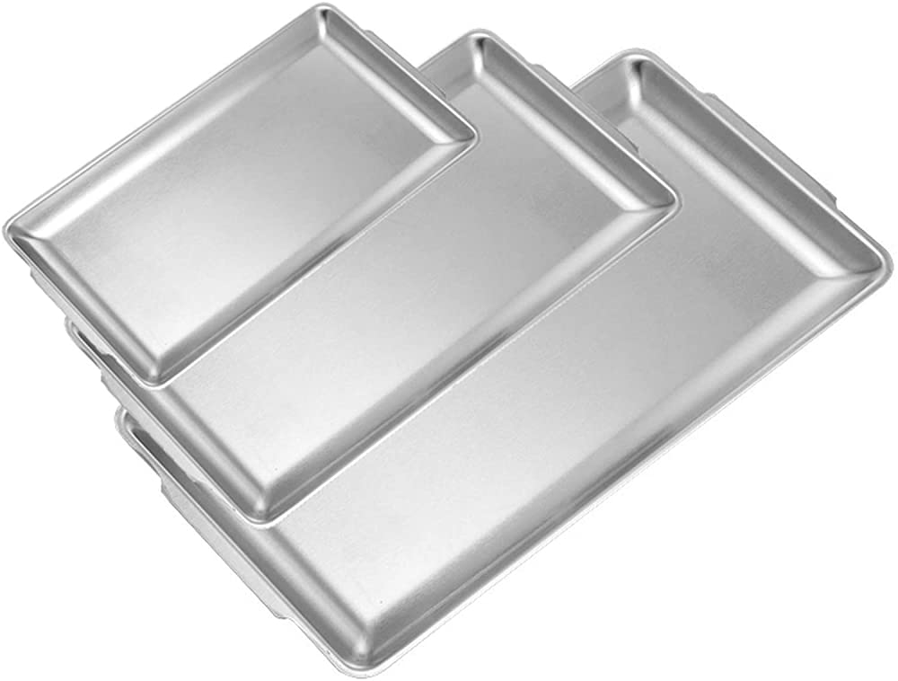 Set di 3 teglie da forno professionali in acciaio inox, teglie rettangolari per cottura fai da te