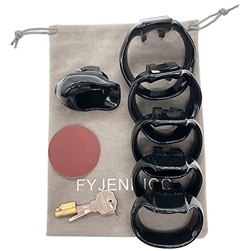 Image of HT-V4 Chastity Cage for Men | 5 Adjustable Wide Rings & 6 Colors | Beginner-Friendly | Adult Sex Toy with Sizing Guide (Black, Nub)