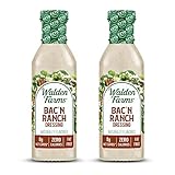 Walden Farms Bac’n Ranch Dressing – Low Carb, Calorie-Free, Gluten-Free, Keto-Friendly, Sugar-Free, Fat-Free, Dairy-Free Smoky Bacon Ranch Flavor – 2-Pack, 12 oz Bottles