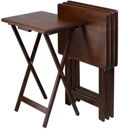 Pemberly Row Mesa rectangular de madera maciza de transición para TV en nogal (juego de 4)