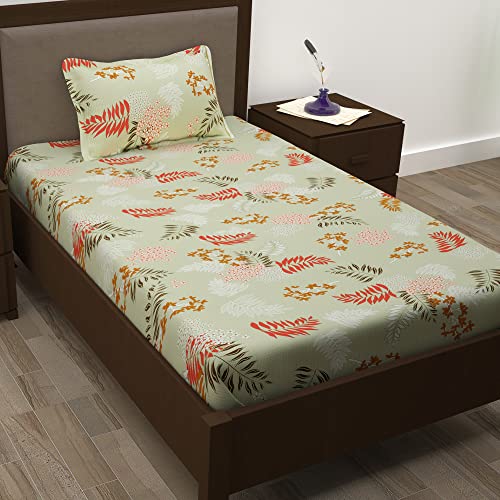Image of Story@Home 210 TC Spark Collection Single Bedsheet Cotton Combo with 1 Pillow Covers | Magenta | Floral (Bedsheet : 145 X 225 cm & Pillow Cover : 40 X 60 cm)