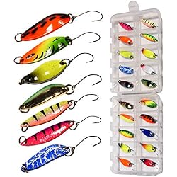 Cucharilla Ondulante THKFISH 20 Piezas Cebos de Cucharilla para Pesca Señuelos Pesca Spinning Cucharas Spoon Trucha Rockfishing Jigging Aparejos Pesca Kit