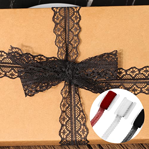 1.2 Inch Lace Ribbon,Lace Trim Lace Fabric Delicate Lace Roll Crafts Ribbon For Wedding/Bridal Decoration, Diy Craft Sewing, Home Decoration, 33 Yards (Black,White,Red) #TOP3