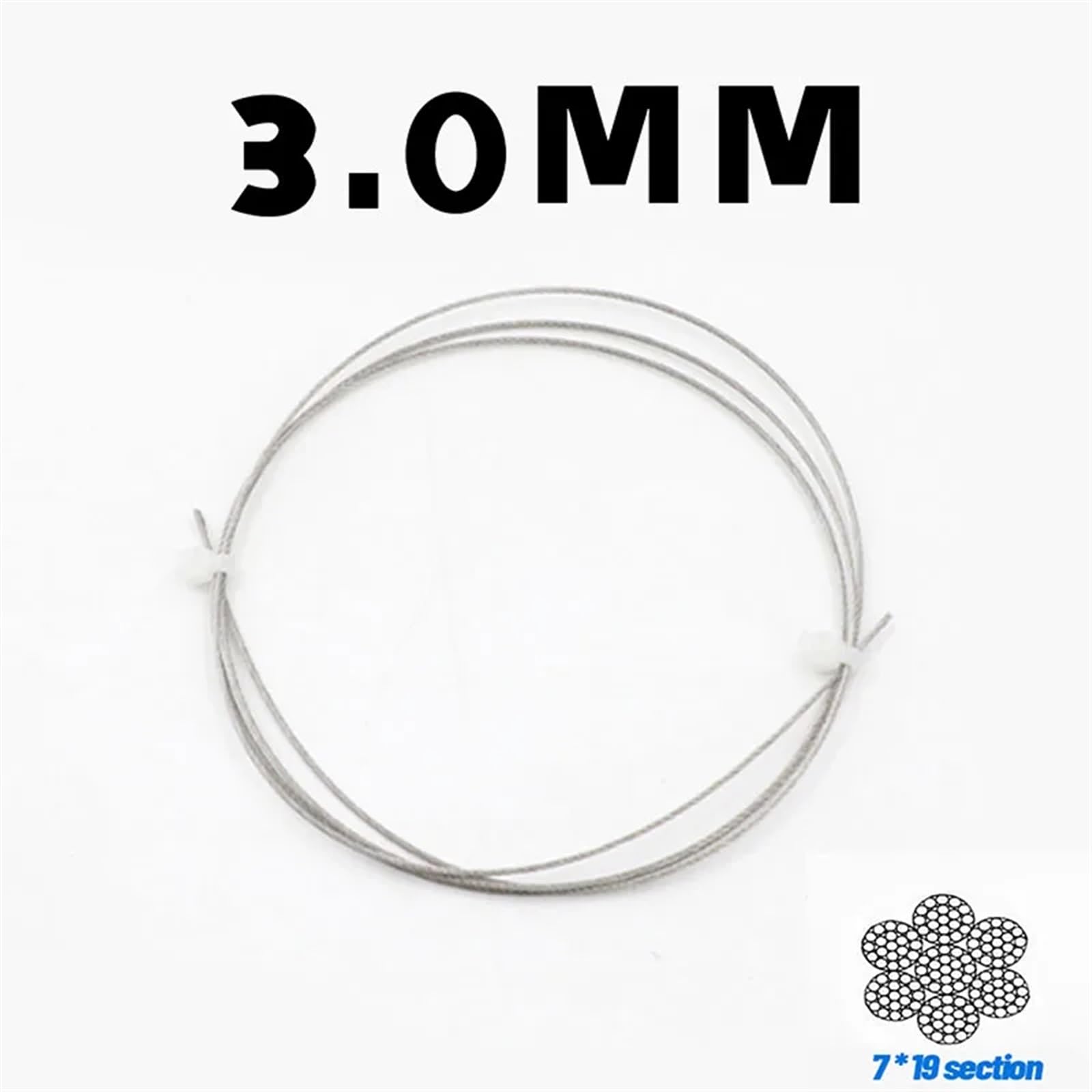 Lina stalowa ze stali nierdzewnej 304, Lina stalowa 304, stal nierdzewna, kolor srebrny, średnica 1-5 mm, długość 50 m/100 m(3.0mm,50M)