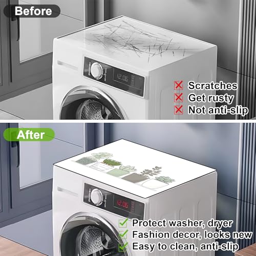 Image of Non-Slip Washer & Dryer Top Cover Mat Dust-Proof Protective Pad with Absorbent Surface & Rubber Backing, Waterproof & Heat Resistant Laundry Room Decor (Vase, 23.6 inch x 19.7 inch)