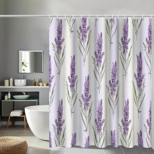 Rideau de douche anti-moisissure en polyester imperméable bouquet mauve
