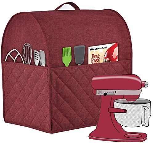 Stand Mixer Dust-proof Cover for KitchenAid Mixerï¼ŒMulti Pockets for Various Kitchen Appliance Accessoriesï¼ŒWater-resistantï¼ŒEasy Cleaning (Wine red, Fit for Bowl Lift 5-8 Quart)