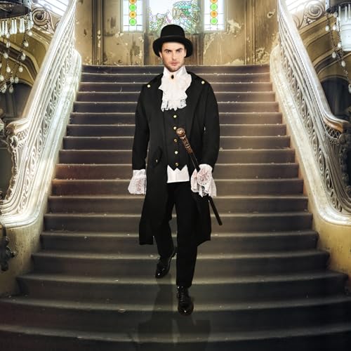 YQVGFBY Jabot en dentelle, avec 2 poignets, couleur blanche, vampire noble, steampunk, accessoire de costume gothique, pour carnaval, Halloween, fête à thème – vue 5