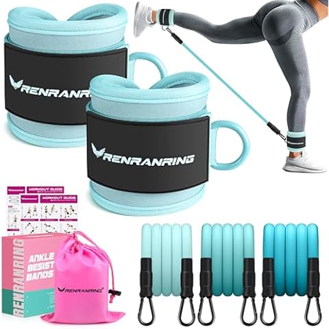 RENRANRING Ankle Resistance Bands with Cuffs, Glutes Workout Equipment, Ankle Bands for Working Out, Butt Exercise Equipment for Women Legs and Glutes Fitness Cover