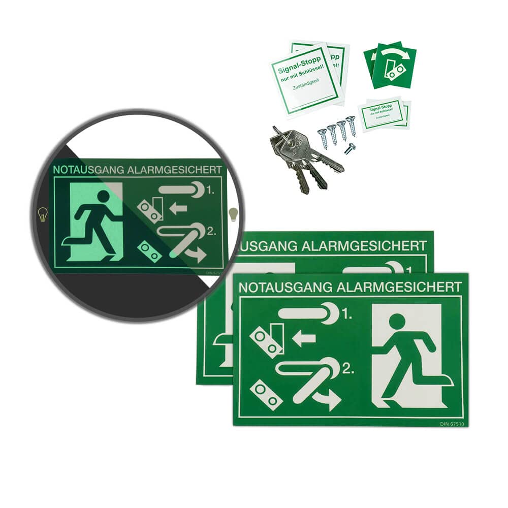 Türwächter ABUS Zylinderschloss gleichschließend, 80 dB/105 dB, grün aus Aluminium, Art.-Nr. 38096 | Türwächter Notausgang | Fluchttürwächter | Türwächter Alarm