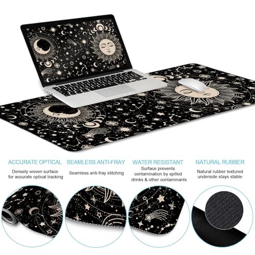Image of LIMKRIAN Sun Moon Mouse Pad Set Large Desk Mat Pad, Boho Desk Accessories