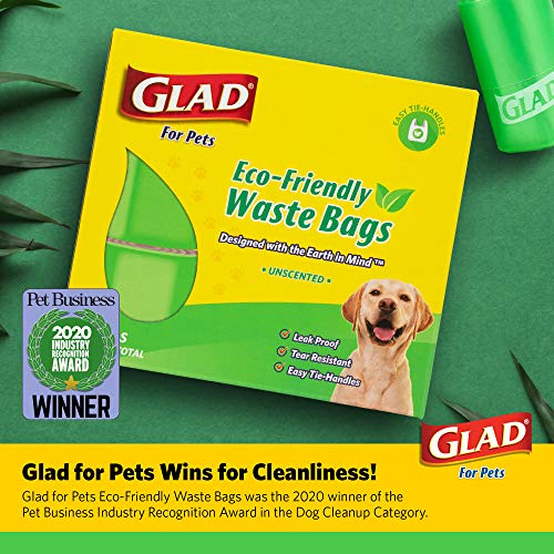 Image of Glad Eco-Friendly Dog Waste Bags - 24 Rolls of Unscented Bags, 360 Bags Total - Leak Proof and Strong for All Dogs