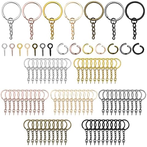 Key Ring with Chain 25 mm Keyring Ring Metal Keyring Cover
