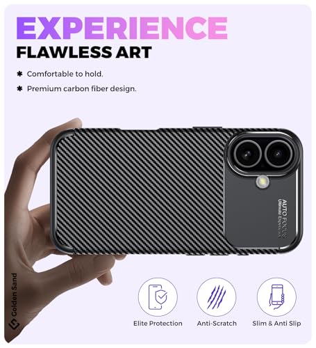 Image of Golden Sand Aramid Fiber Back Cover Case for iPhone 17 - Slim Fit, Military-Grade Drop Protection, Raised Edges for Screen & Camera (Space Black)