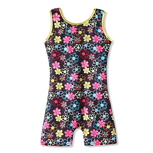 HOZIY Girls Gymnastics Leotards for Kids Tumbling Outfits Biketard Sparkle Adorable Pattern 1-2T Blue Purple Mermaid