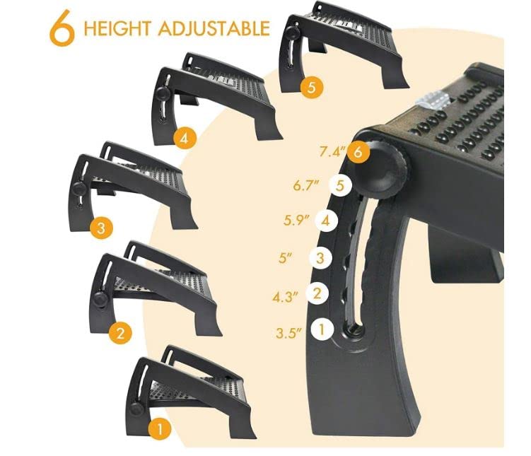 Adjustable Foot Rest for Under Desk at Work, Office Chair Foot Rest with Massage Surface, 6 Height Adjustable, Ergonomic Tilted Foot Stool for Desk at Work for Home, Office Adjustable Foot Rest for Under Desk at Work, Office Chair Foot Rest with Massage Surface, 6 Height Adjustable, Ergonomic Tilted Foot Stool for Desk at Work for Home, Office