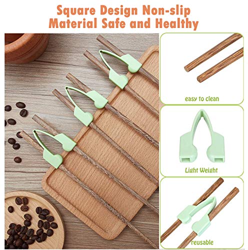 Chopstick Helper, Training Learning Practicing Chopsticks for Adults, Kids, Beginners, Trainers or Learners, Hinges Connector Wooden Reusable Non-Slippery Replaceable - Right or Left Handed (9 Pieces)