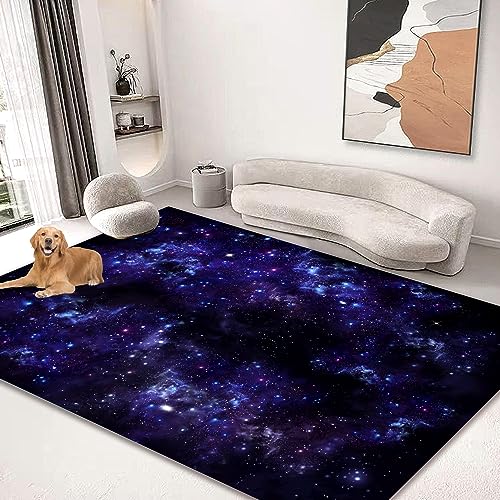 Tapete grande para área 150x180 cm con diseño Galaxia y estrellas miniatura 1