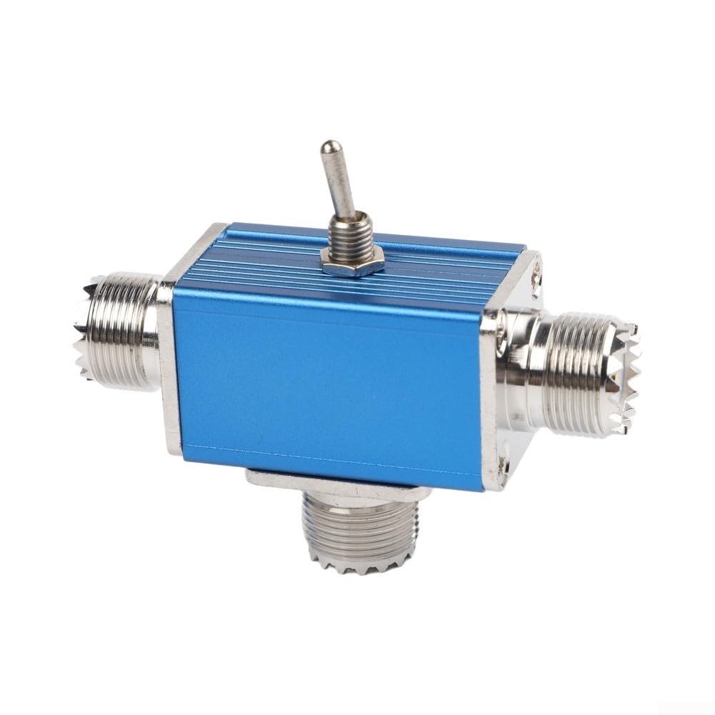 Interruptor coaxial manual, 1 entrada, 2 salidas, 0-50 MHz, 100 W, interruptor HF para radioaficionados CB - Aleación de aluminio para antena de aleación de aluminio con protección de tierra (SL-16)