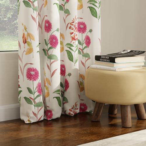 Image of Urban Space Blackout Curtains 7 Ft Set of 2 for Door, Digital Printed Curtains with Eyelets, 80-85% Room Darkening Curtains for Living Room, Tieback Included (Cone Flower - Pink, Door 7 ft Length)