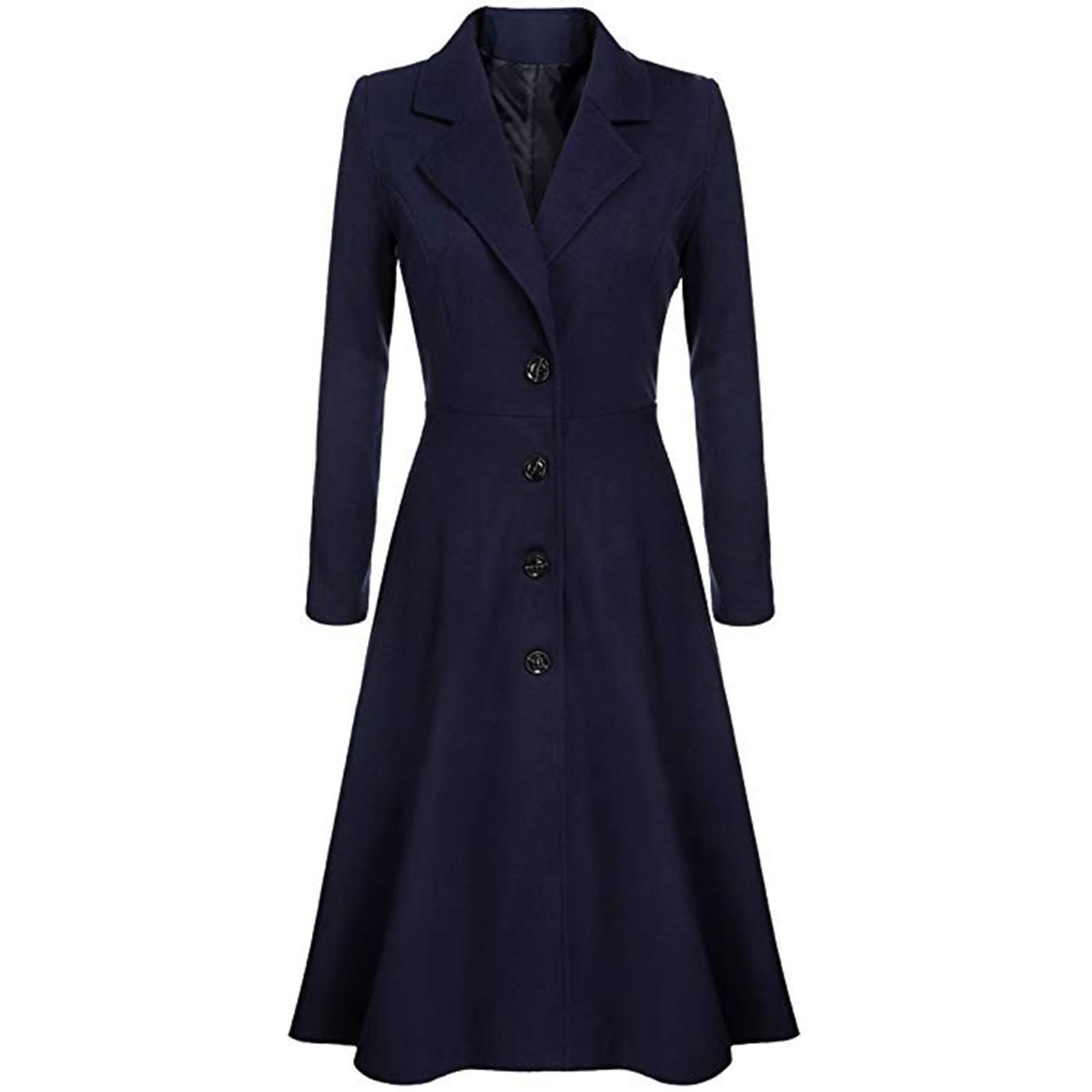Ansenesna Wollmantel Damen Winter Lang Winterjacke Warm Wolle Wintermantel Elegant Tailliert Jacke Mantel Frauen A-Linie Vintage Wolljacke Knöpfe Damen-Mäntel Ohne Kapuze Trenchcoat