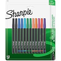 Sharpie Felt Tip Pens, Fine Point Pens (0.4mm), Felt Tip Markers, Assorted Colors, 12 Count - Journaling, Art, Drawing, Markers