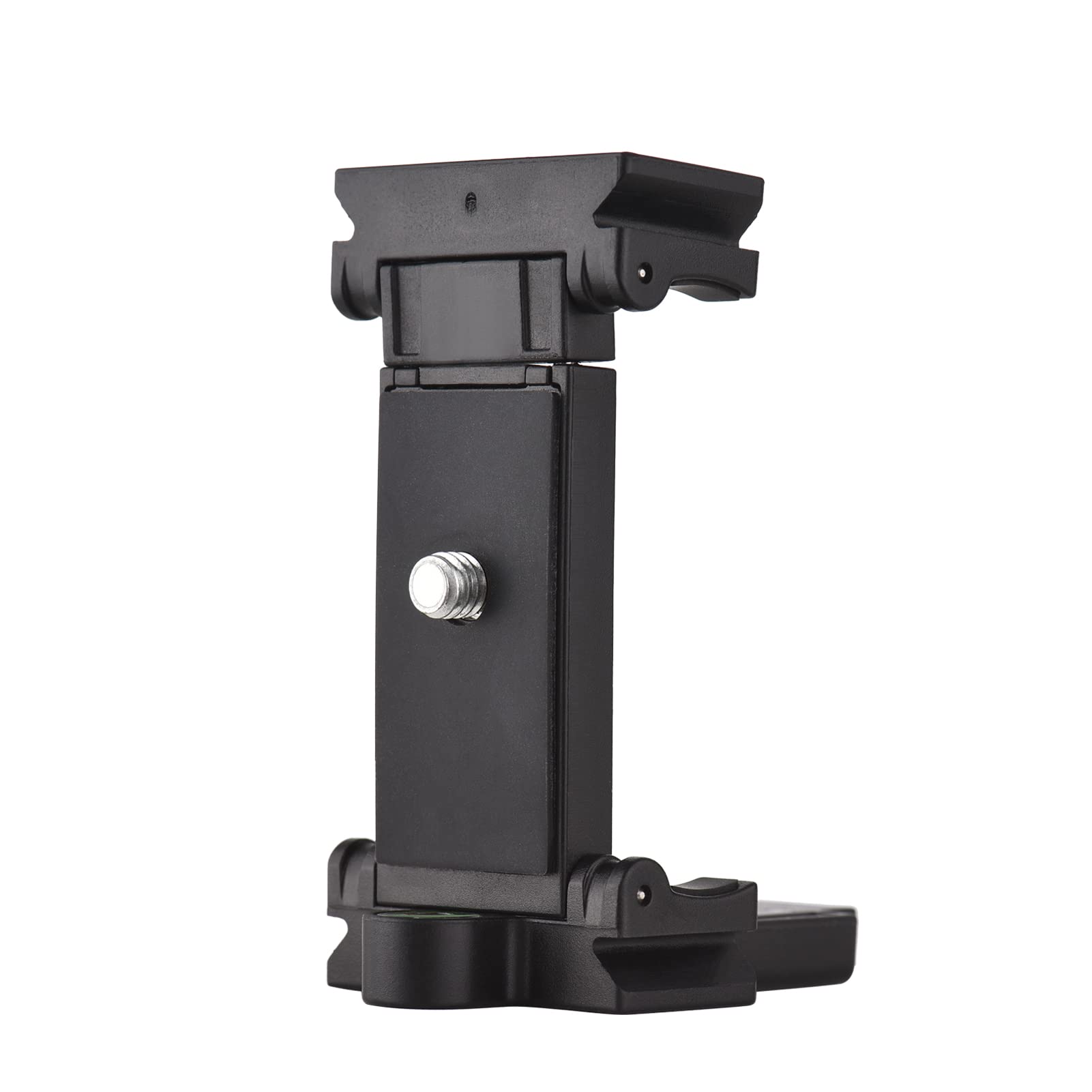 Anoder AD-06 Universal Phone Tripod Mount Phone Holder & Quick Release Plate 2-in-1 with Cold Shoe Mount 1/4 Inch Screw Hole Bubble Level for Smartphones Vlog Live Streaming Video Conference Online