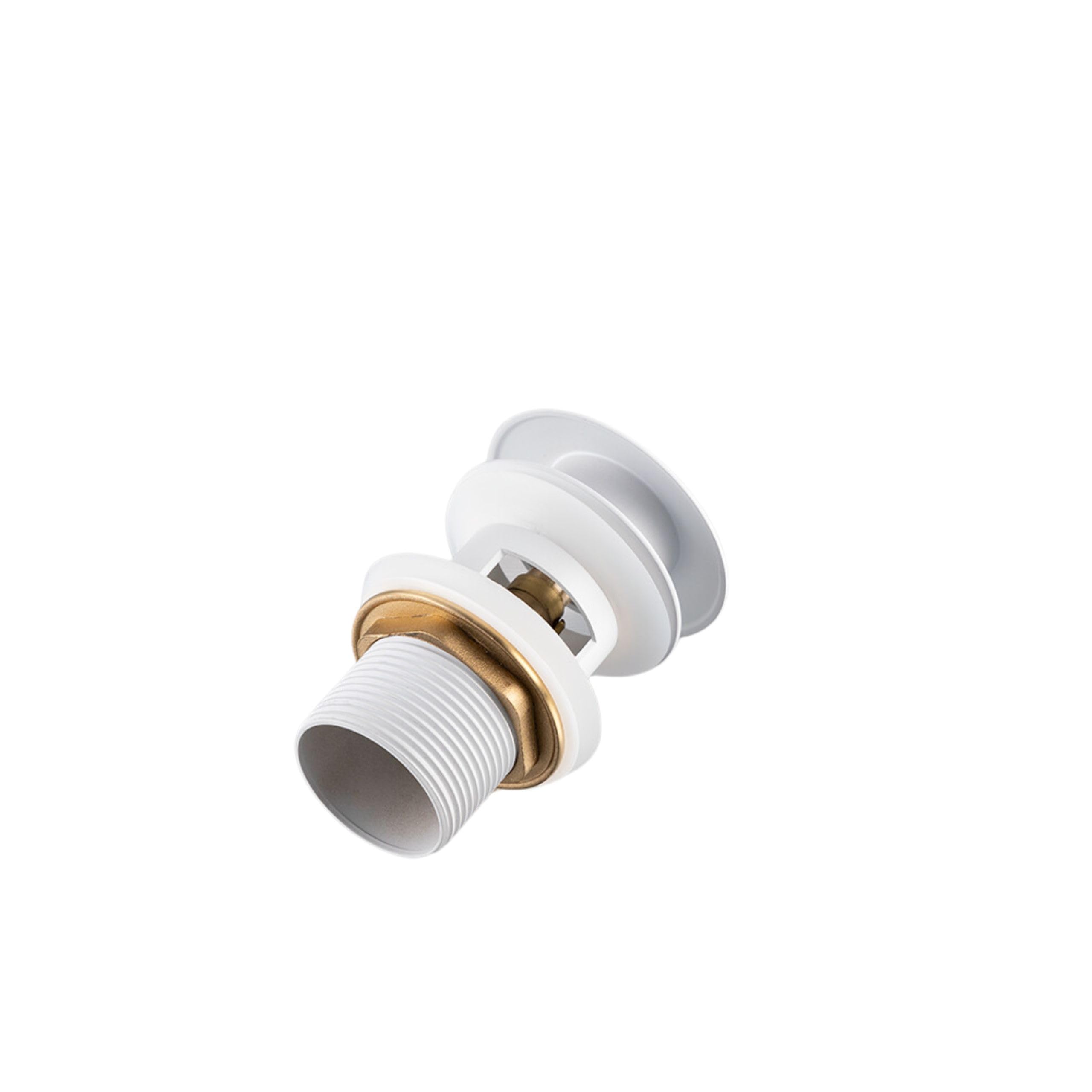 AQUAUNO Click-Klack Valvola per lavabo con troppopieno – Tappo lavabo in ottone – Valvola di scarico pop up per lavabo standard in bagno – Facile da montare universale – Bianco