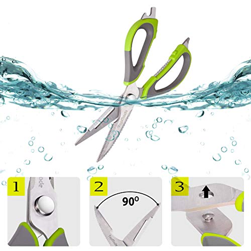 Kitchen Shears - Topmade Kitchen Scissors Heavy Duty Poultry Shear Multi-Purpose Stainless Steel Sharp Utility Food Scissor Wh Magnetic Sheath Detachable Cooking Shear For Chicken|Meat|Game|Bone|Herb #TOP7