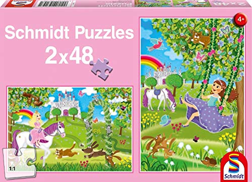 Preisvergleich Produktbild Schmidt Spiele Puzzle 56158 Prinzessin im Schlossgarten, 2 x 48 Teile