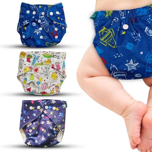Premium Reusable Cloth Diapers with inserts (Soakers) | Up to 5 h...