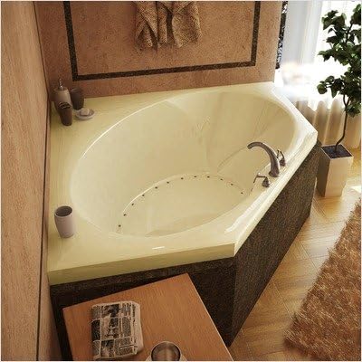 St. Barts 60 x 60 x 23" Corner Air Jetted Bathtub Color/Trim / Tile Flange / Pump: Biscuit/ Polished Brass / No / Right