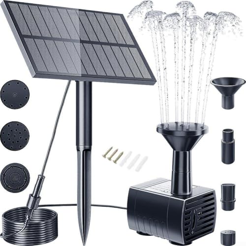 Kit fontana solare dal design efficiente per giardini Installazione semplice, altezze del getto regolabili (2,5 W senza batteria)