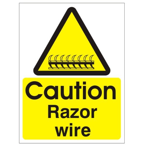 Caution Razor Wire Sign 150mm x 200mm Rigid Plastic (WAG.20W-RP) (1)