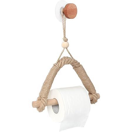 Vintage Toilettenpapierhalter Ohne Bohren - Industrie Design Mit Seil & Holz Für Badezimmer