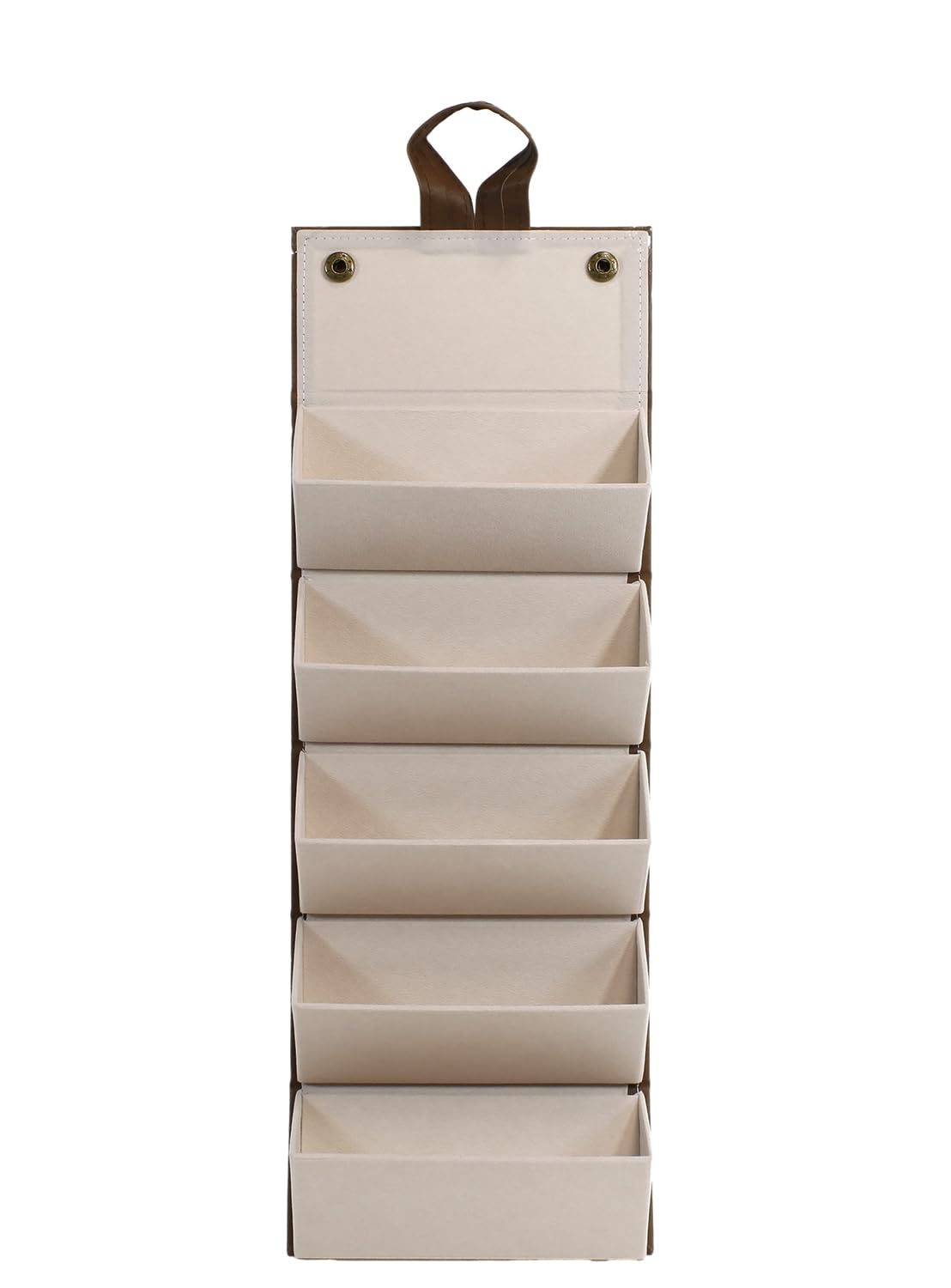 Calabria 5 Slot Light Brown Multiple Sunglasses Organizer Case Holder Travel Faux Leather Hard Shell Wall Hanging Eyeglasses