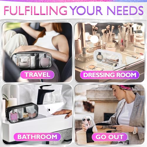 Small Makeup Bag for Purse – 2 Pcs Clear Zipper Pouches, Soft, Elastic, Waterproof Plastic Small Cosmetic Bag for Purse, Space-Efficient, Stylish Design – Great for Organizing Essentials on the Go