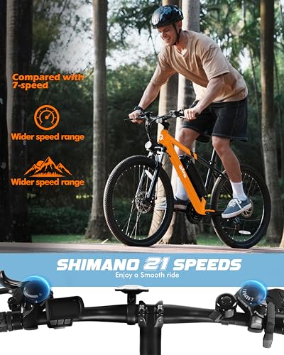 image for Qlife Racer Electric Bike for Adults - 21-Speed Mountain Lightweight E