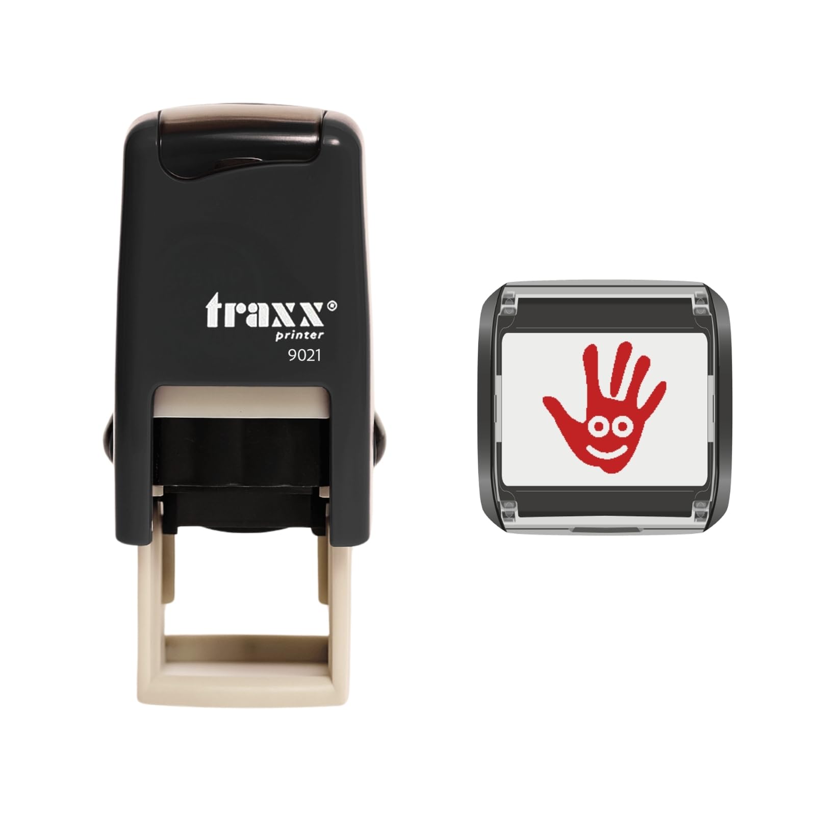 Traxx 9021 Loyalty Card Self Inking Rubber Stamp *A Red Hand Waving Design*