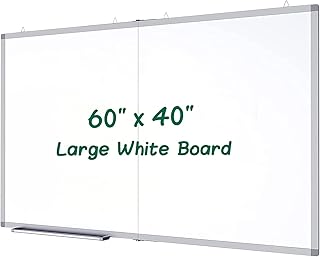 Large Magnetic Whiteboard, Big Wall Mount Folding White Board 60 x 40 Inch, Foldable Dry Erase Board with 1 Eraser 3 Marke...