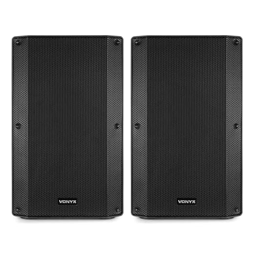 Vonyx VSA15P - Juego de Altavoces pasivos de 15" y 2000W totales, Carcasa ABS con Ruedas y Asas, Sonido Potente y versátil Ideal para DJ, Eventos, música y Voz en Directo