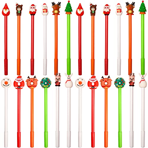 UNVOJL Bolígrafos de tinta de gel de Navidad muñeco de nieve Árbol de Navidad Alce Papá Noel Rollerball rotulador de Navidad dibujos animados lindos bolígrafos (24)
