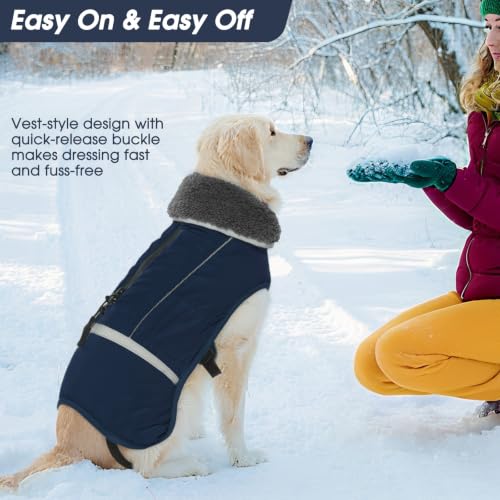Image of QBLEEV Warm Dog Coat, Reflective Dog Jacket, Waterproof Dogs Winter Coat