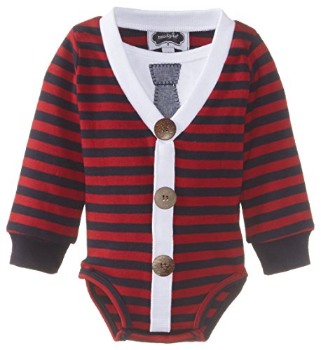 Mud Pie Boys' Baby Newborn Cardigan Crawler, Red, 6-9 Months